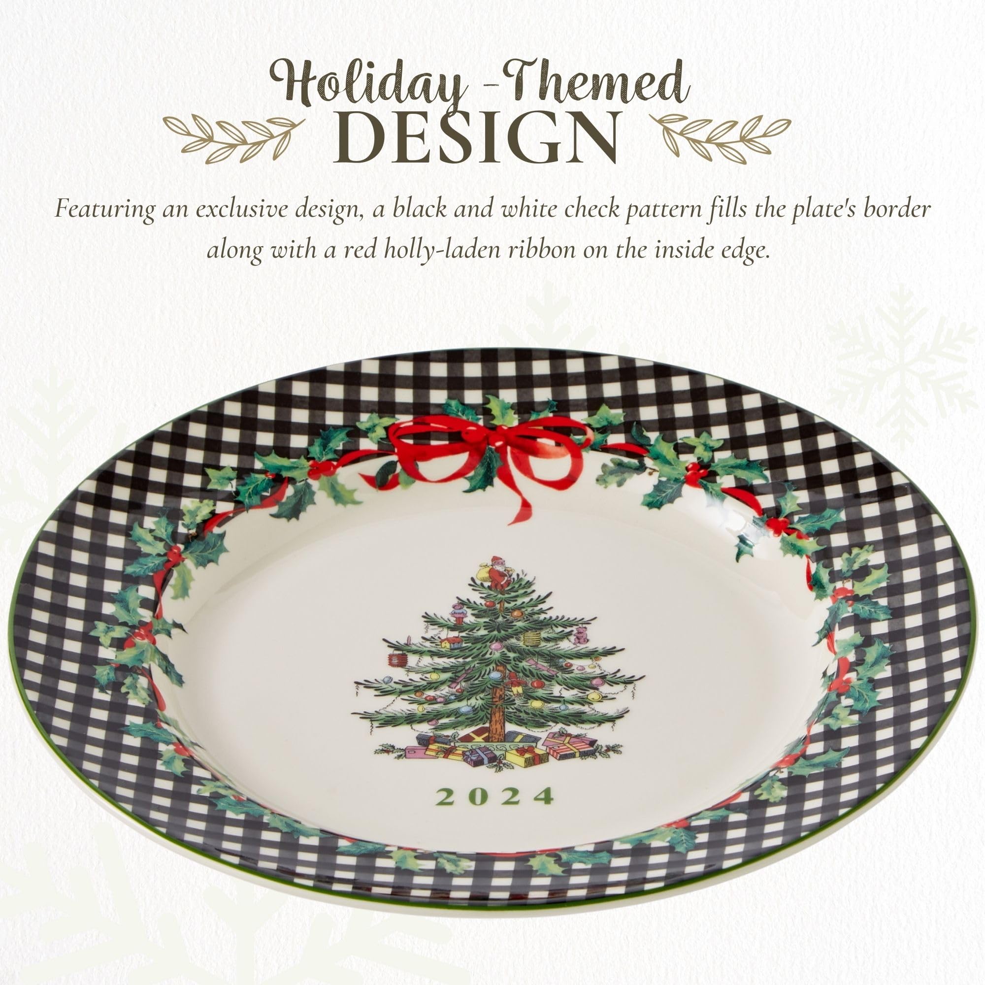 Spode platillo en mesa de Navidad, perfecto como pieza de exposición o servicio.