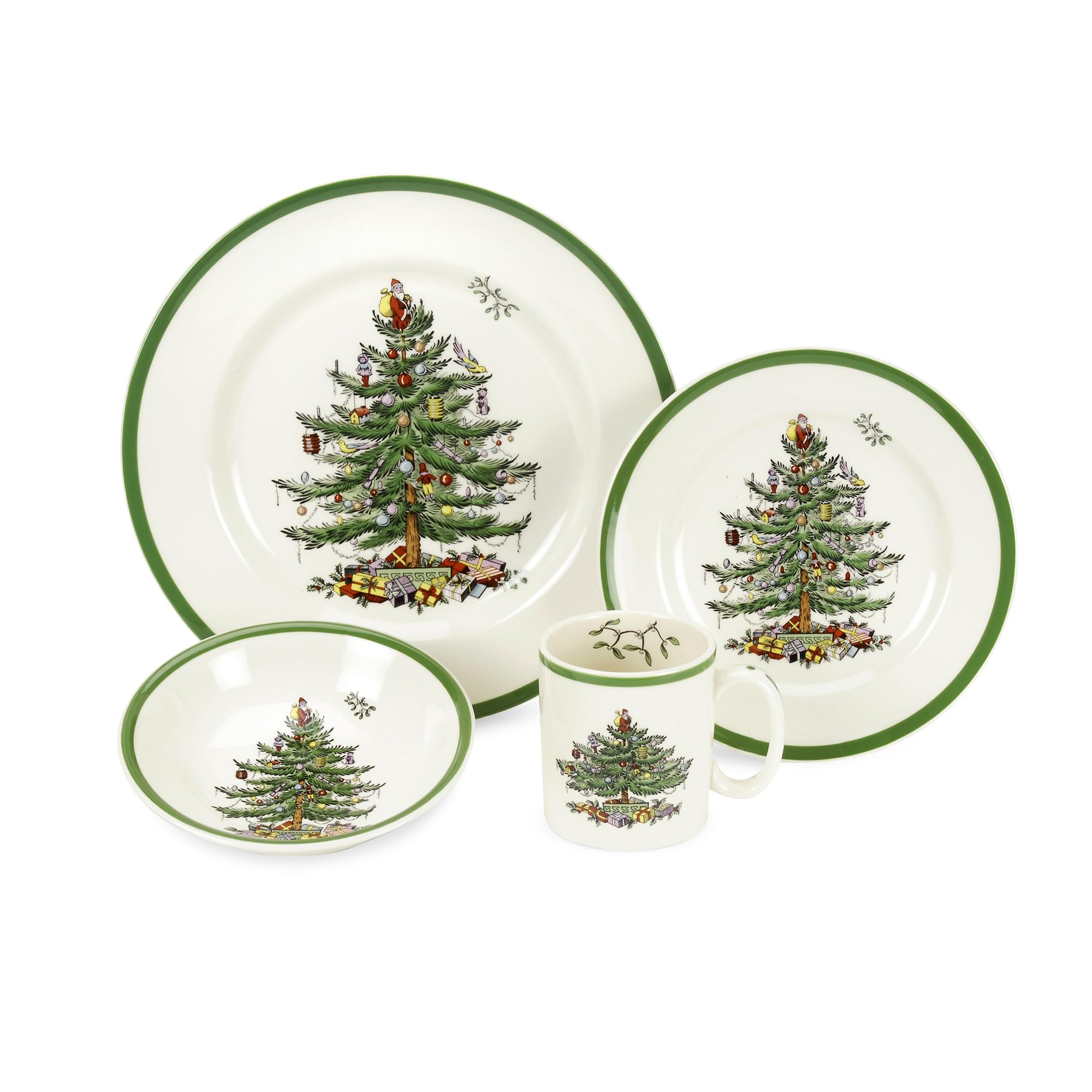 Vajilla Spode con plato de cena y motivo árbol navideño para cenas festivas