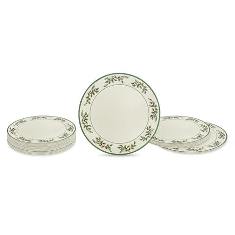 Spode plato centro blanco con motivos de acebo para presentación elegante.