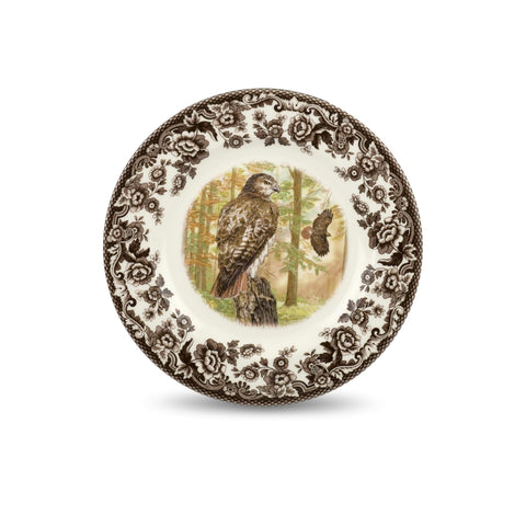 Plato Spode del bosque con halcón de cola roja, centro de mesa ideal.