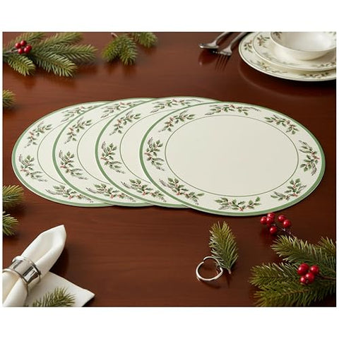 Plato navideño Spode con borde de acebo, resistente para uso diario.