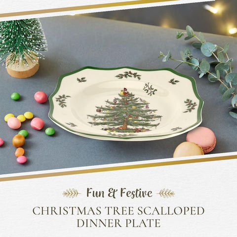 Plato Spode navidad duradero para cenas festivas gracias a su porcelana resistente.
