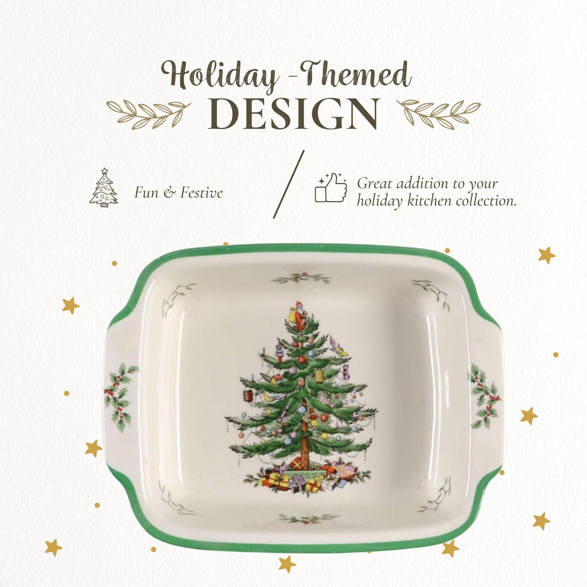 Spode plato rectangular para servir, ideal para acompañar platillos festivos.