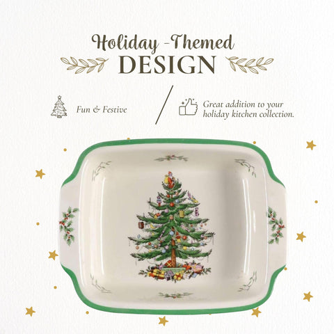 Spode plato rectangular para servir, ideal para acompañar platillos festivos.