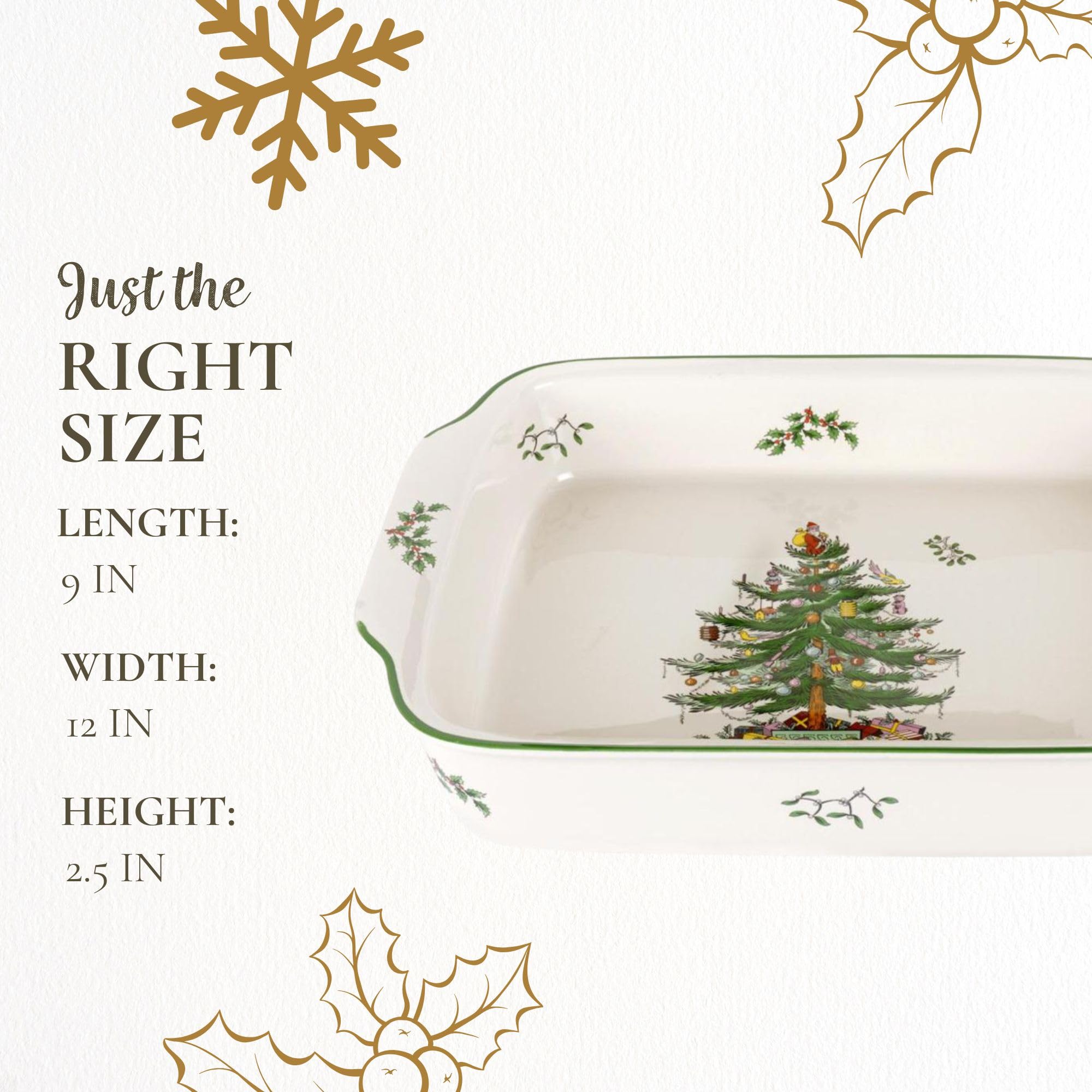Spode presentación de servicio Navidad rectangular, ideal para comidas festivas.