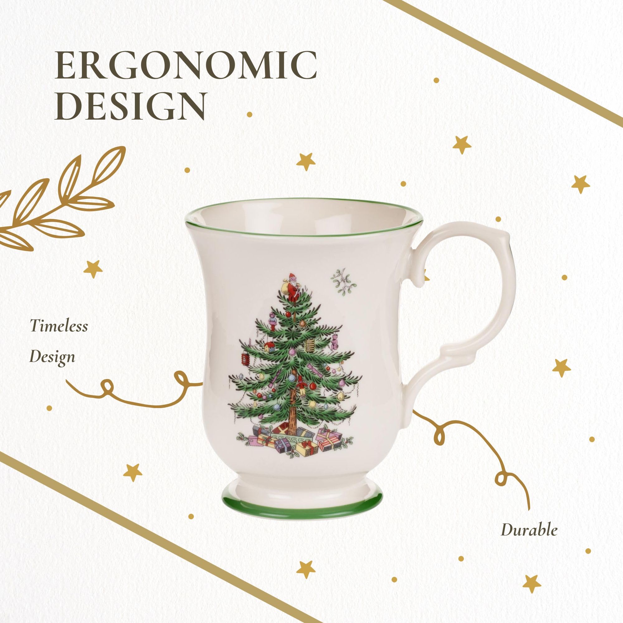 Juego de 4 tazas Spode Christmas Tree, ideal para reunir a la familia.