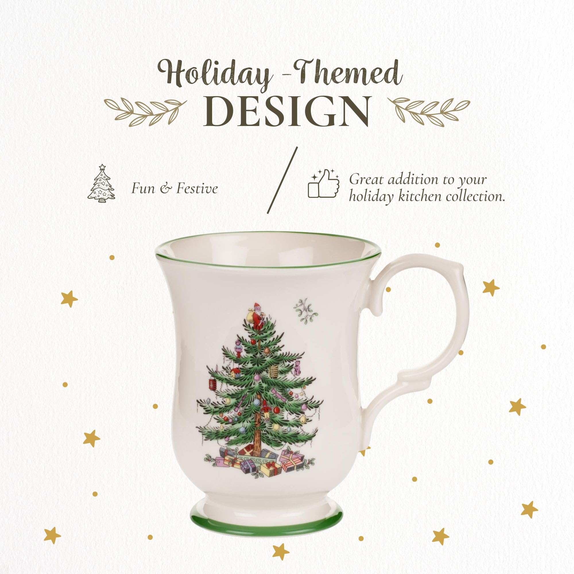 Taza Spode con pie elegante, ceramica duradera para bebidas festivas.