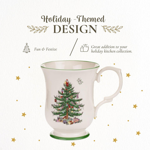 Taza Spode con pie elegante, ceramica duradera para bebidas festivas.