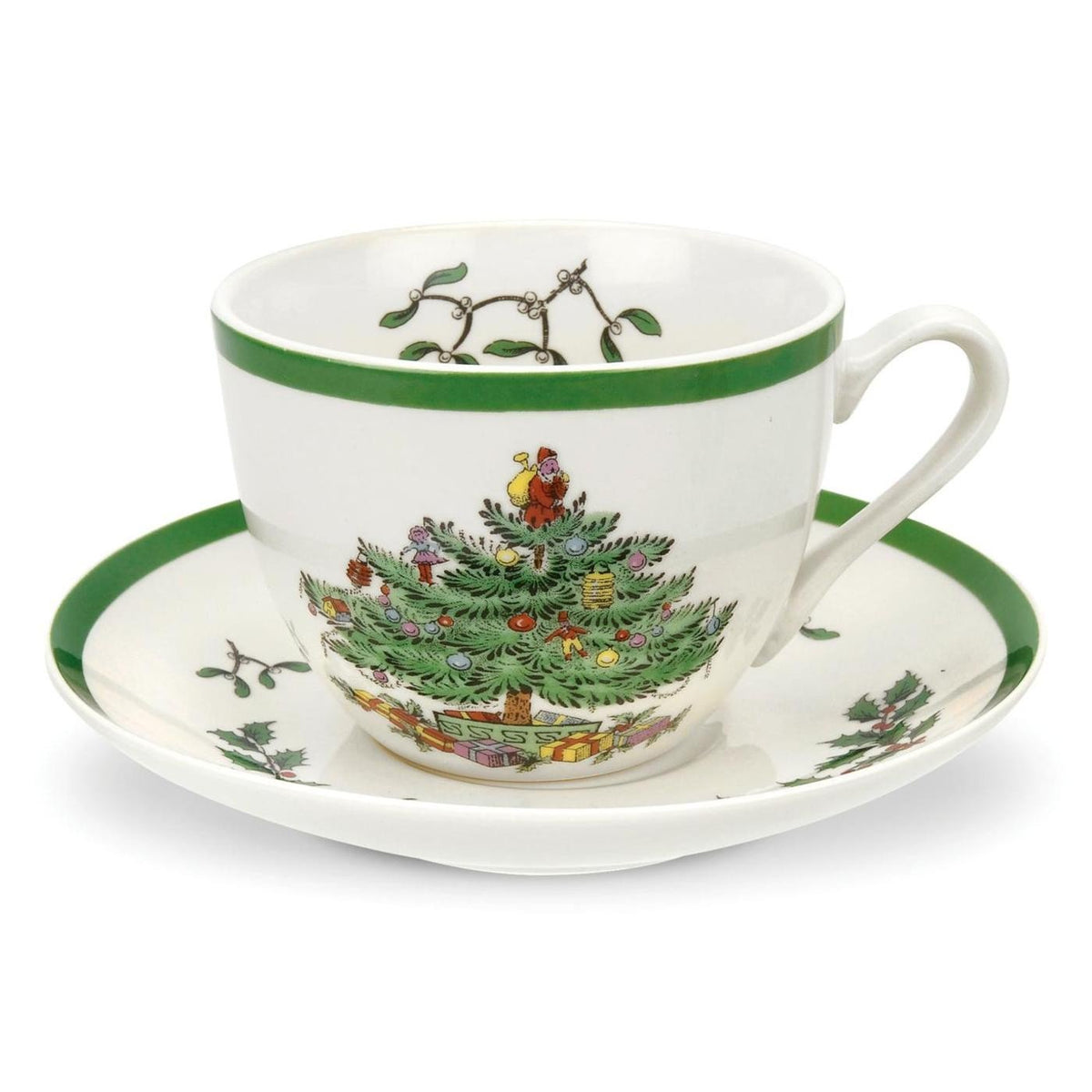 Spode Taza de té Árbol de Navidad con diseño festivo, ideal para momento de té navideño
