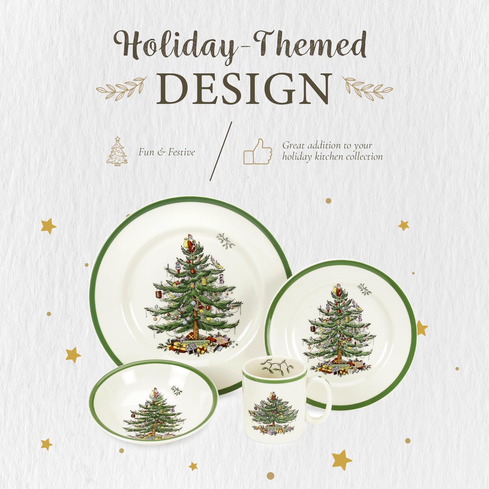 Tazón de cereal Spode con patrón de árbol navideño en colores suaves