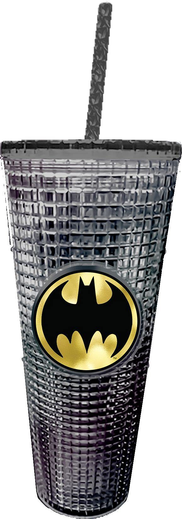 Vaso diamante Batman de Spoontiques 20 onzas con doble pared, ideal para bebidas calientes o frías.
