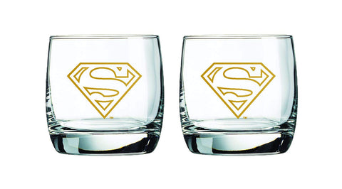 Vaso Superman de Spoontiques, vista frontal, diseño icónico para brindis.