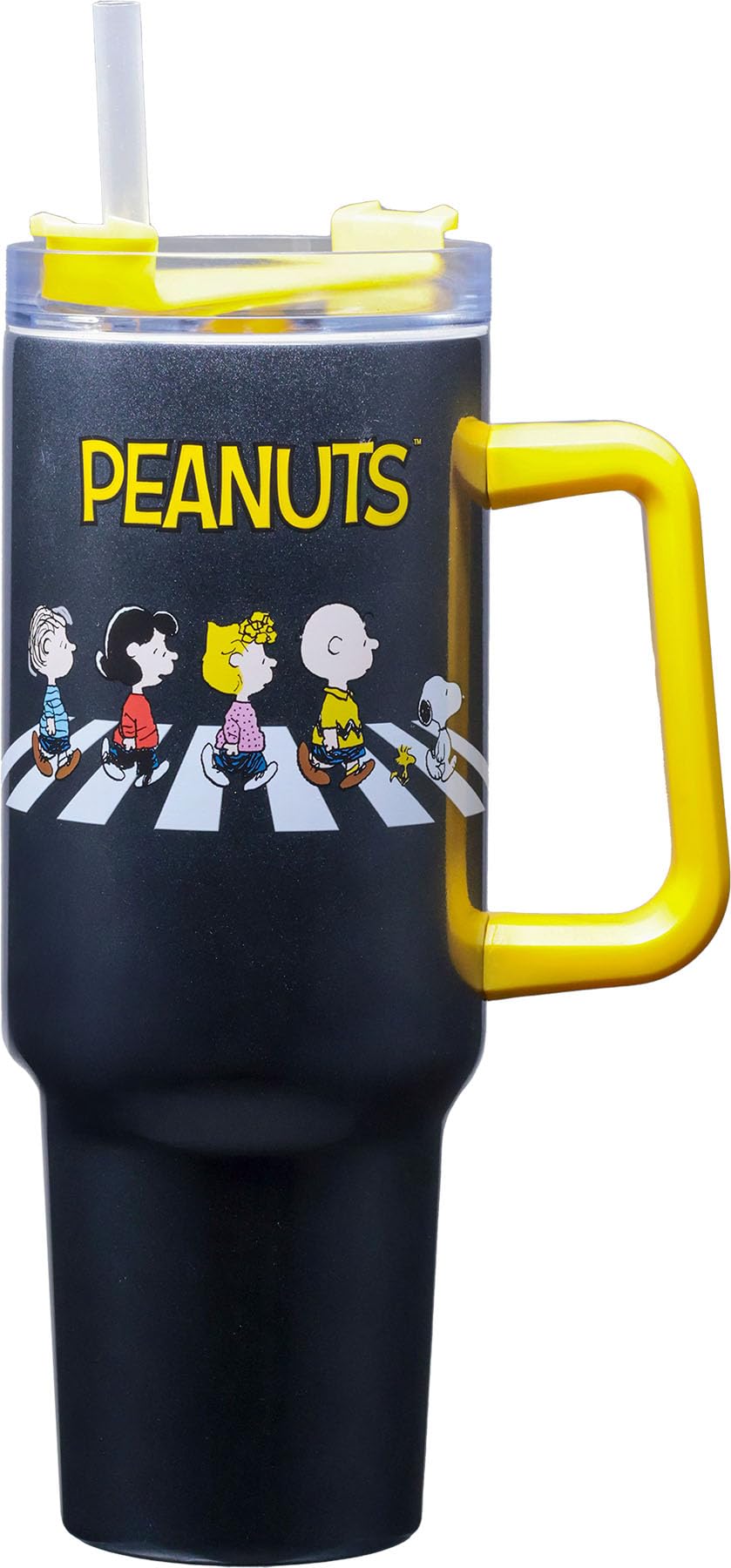 Taza de viaje Spoontiques Peanuts Road 40oz para bebidas calientes en ruta