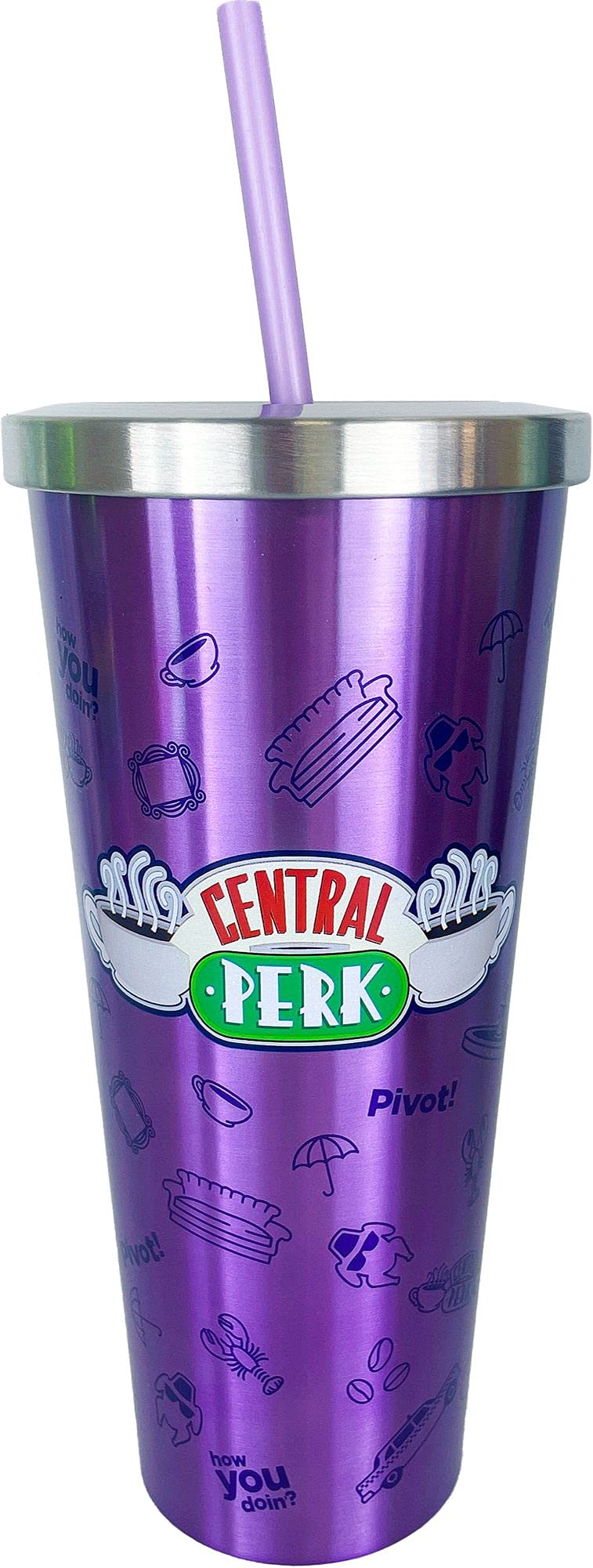 Tumbler Spoontiques de 24 onzas con pajita para mantener la bebida a temperatura.