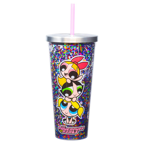 Spoontiques Vaso Brillo Powerpuff Girls, ideal para mantener bebidas a temperatura y como regalo.