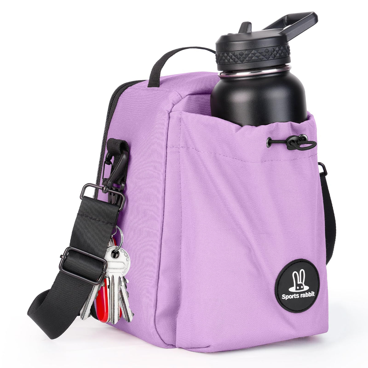 Sports Rabbit bolsa de almuerzo aislada, vista frontal, ideal para comidas frescas durante el día.