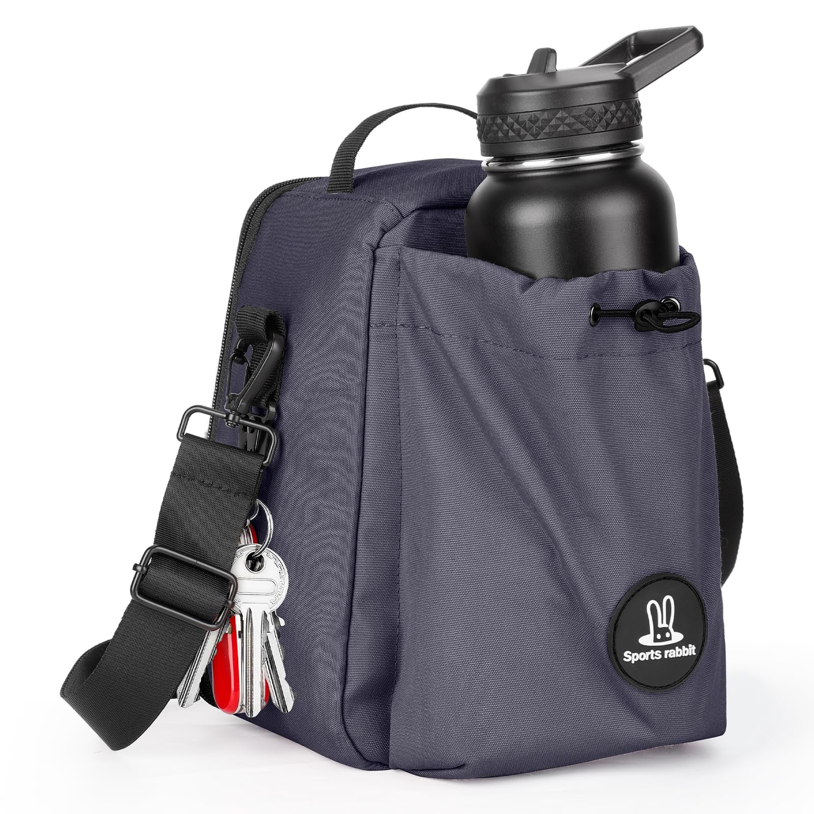 Sports rabbit bolsa-almuerzo aislada frontal mostrando acceso rápido a comida y bebida