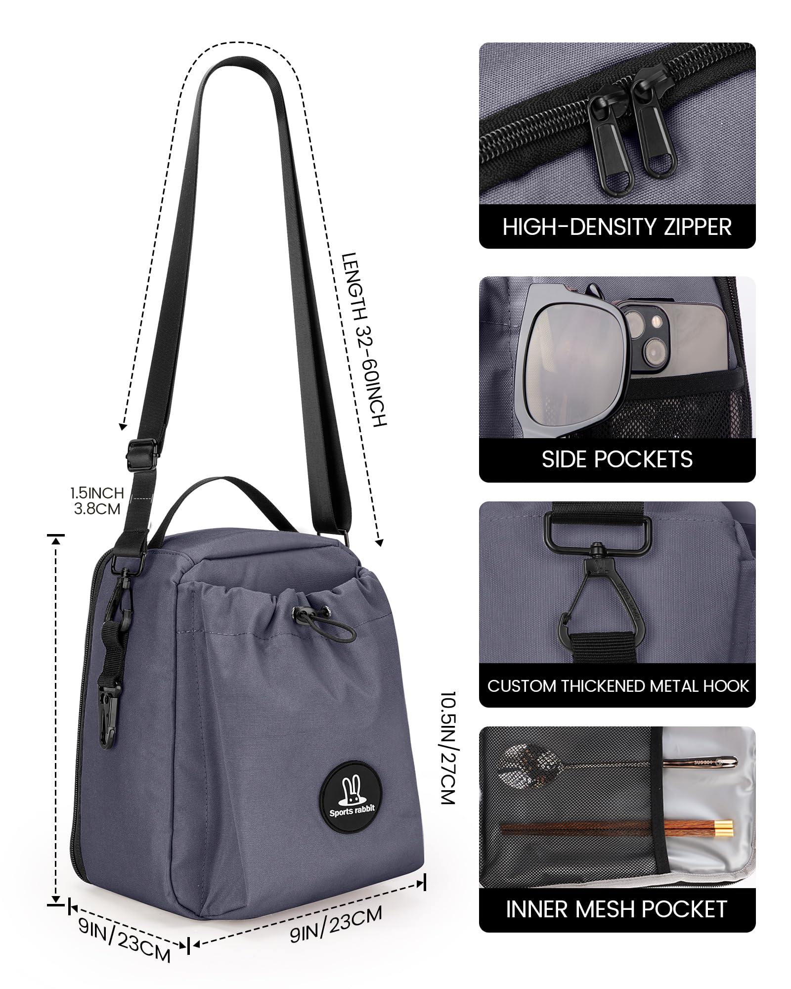 Sports rabbit bolsa-capacidad principal amplia para 3–4 recipientes