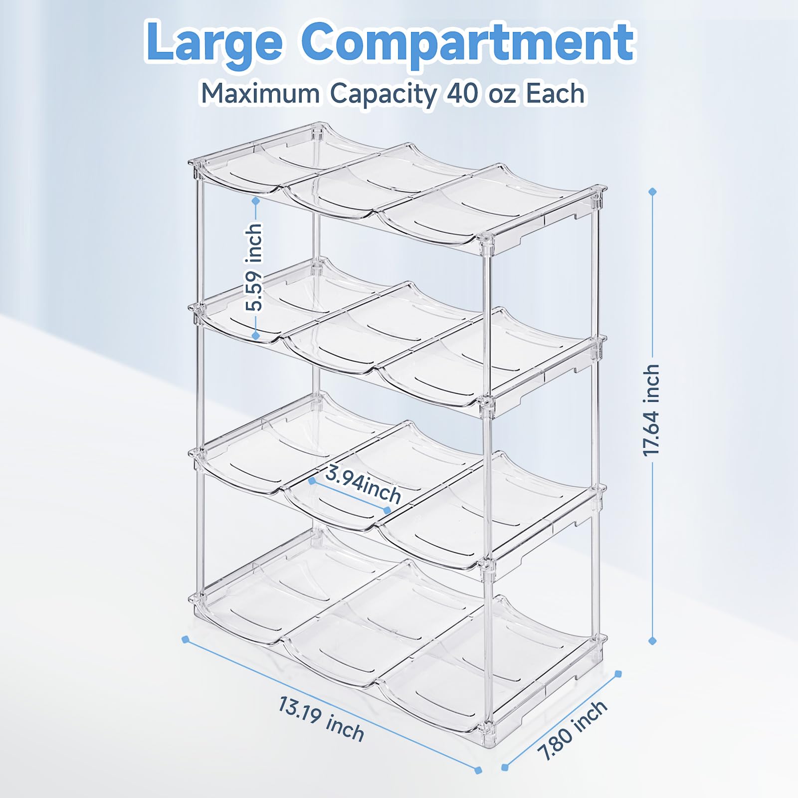 Spospo capacidad para 12 botellas en 4 capas, ahorro de espacio.