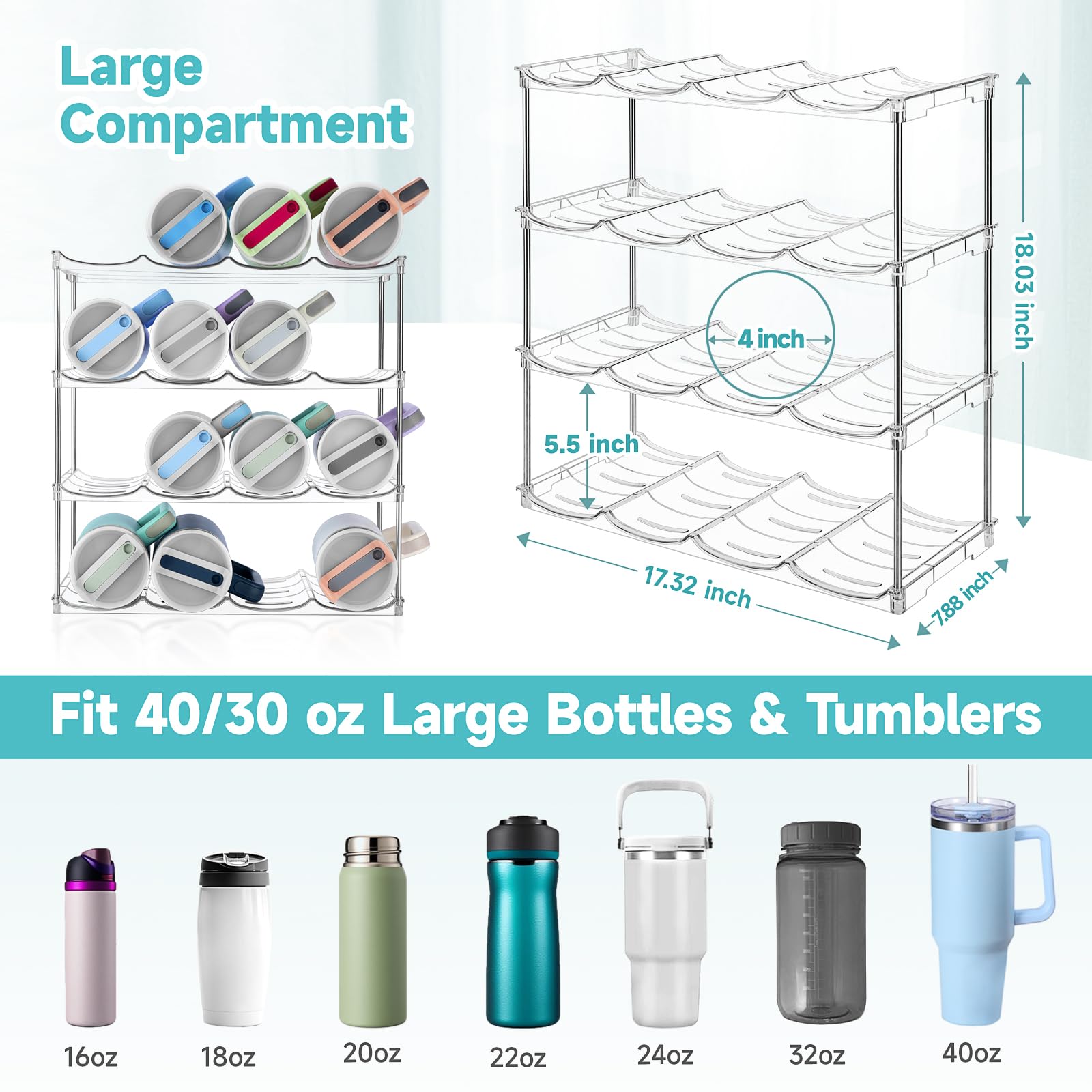 SPOSPO organizador para Stanley 40 onzas, solución ordenada para botellas grandes.