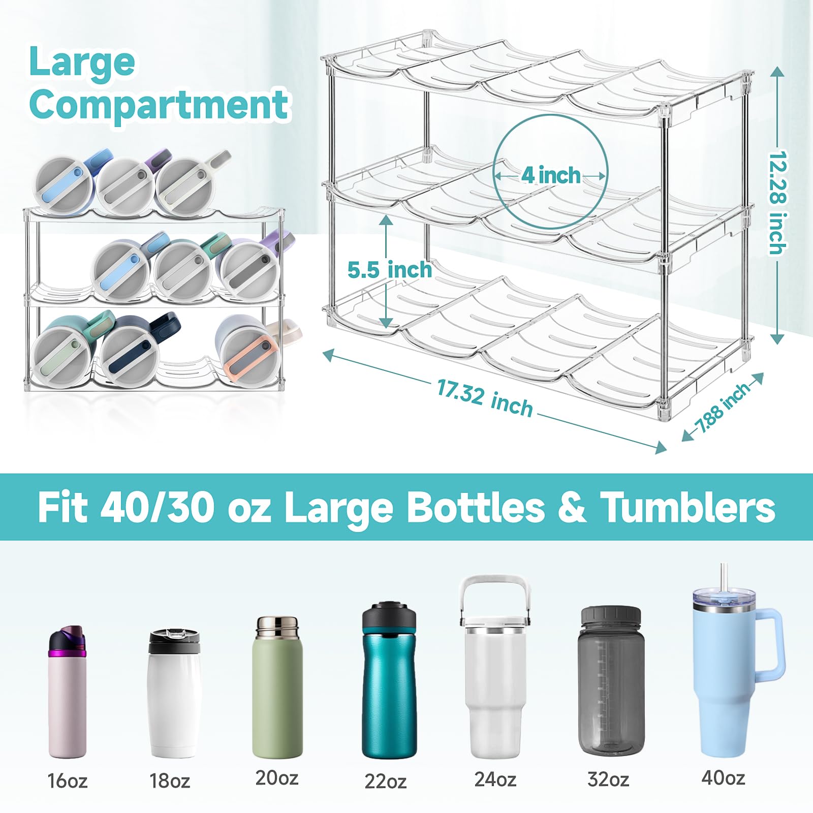 Spospo estructura transparente de PET para ver las botellas fácilmente