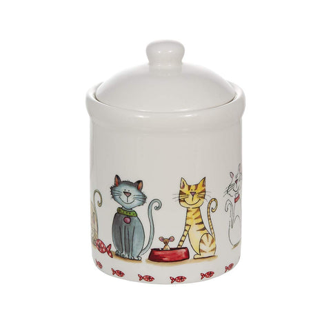 SPOTTED DOG GIFT COMPANY tarro cerámico con diseños de gato y ratón, toque lúdico.