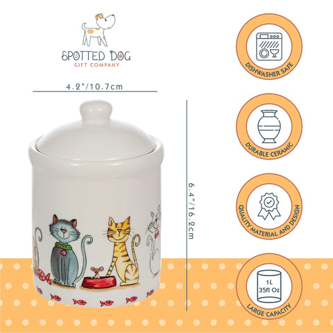 SPOTTED DOG GIFT COMPANY tarro cerámico, regalo ideal para amantes de los gatos.