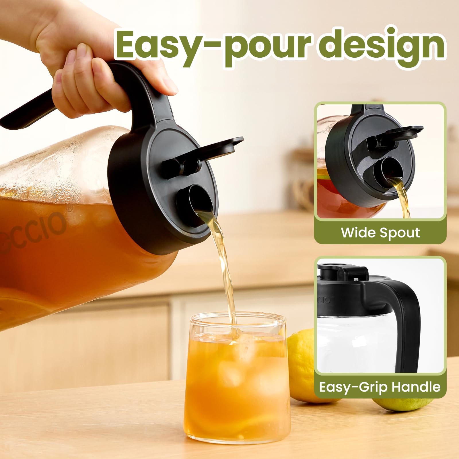 Spreccio capacidad de 1,9 litros, perfecto para preparar té helado o café frío.