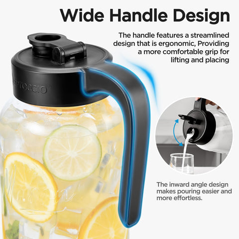 Spreccio jarra de vidrio con sellado hermético para bebidas frescas.
