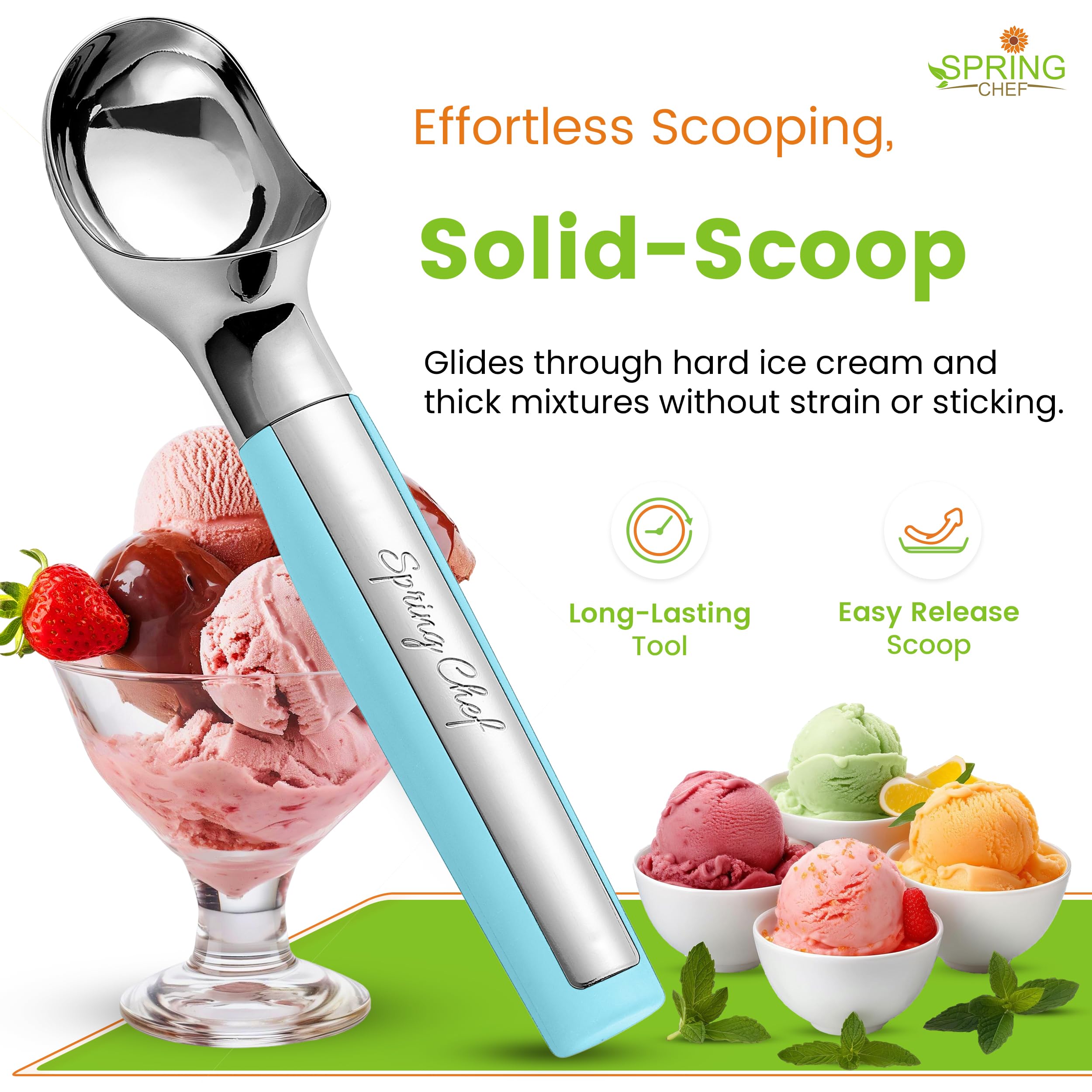 Spring Chef bolas de melón ergonómicas para porciones rápidas y uniformes.