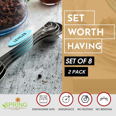 Spring Chef conjunto doble de cucharas de medición magnéticas para almacenamiento compacto