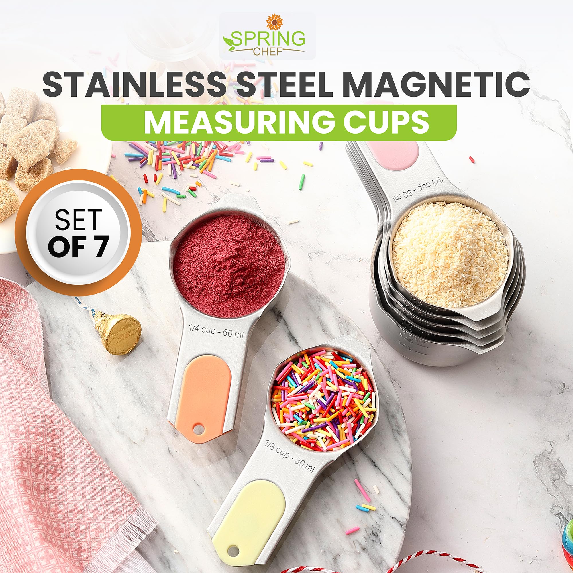 Spring Chef conjunto magnetico apilable para ahorro de espacio en la cocina.