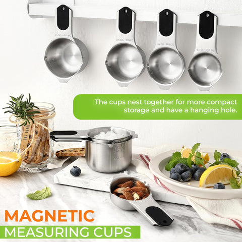 Spring Chef conjunto de tazas de acero inoxidable con diseño elegante.