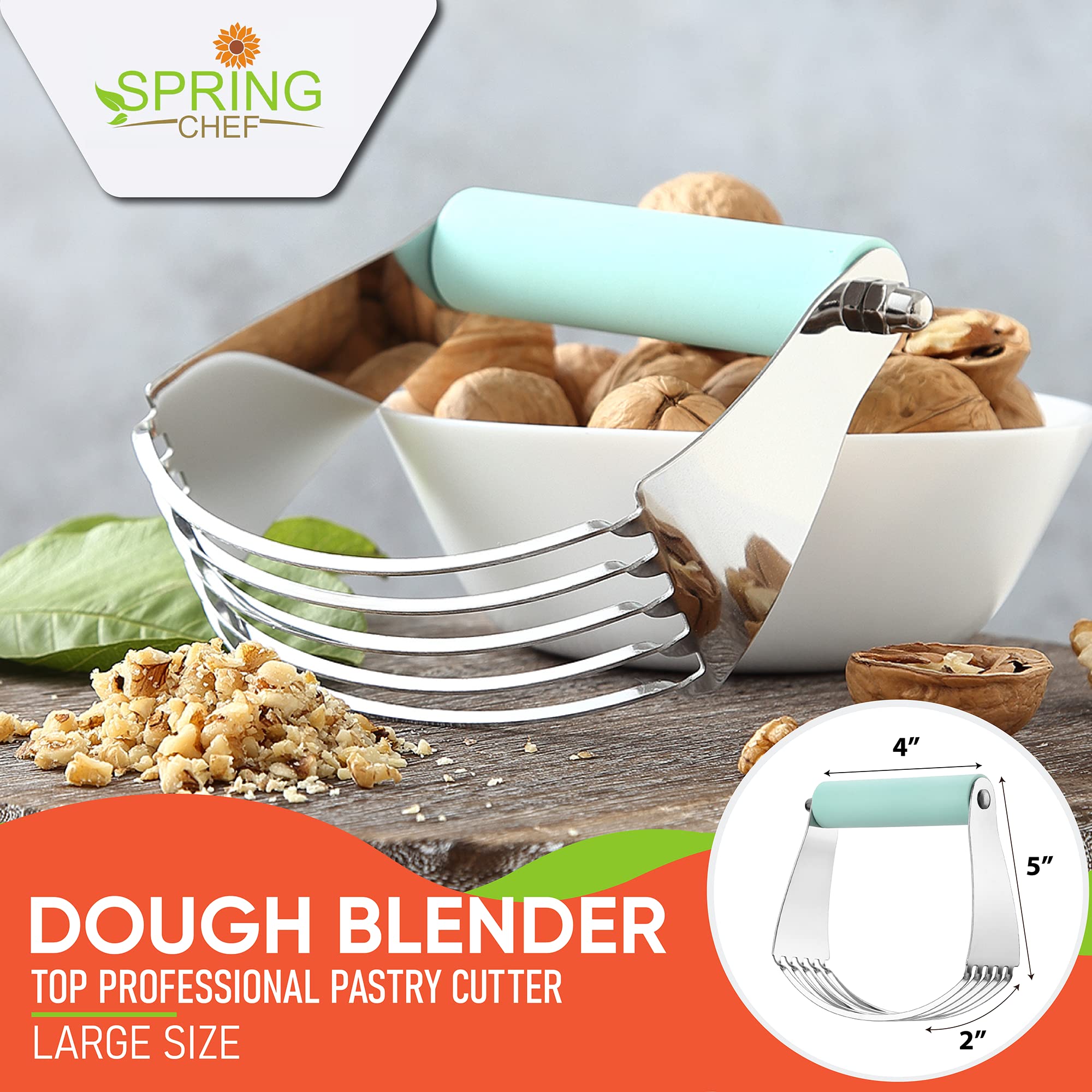Spring Chef cortador de masa de acero inoxidable, duradero para mezclar mantequilla con harina.