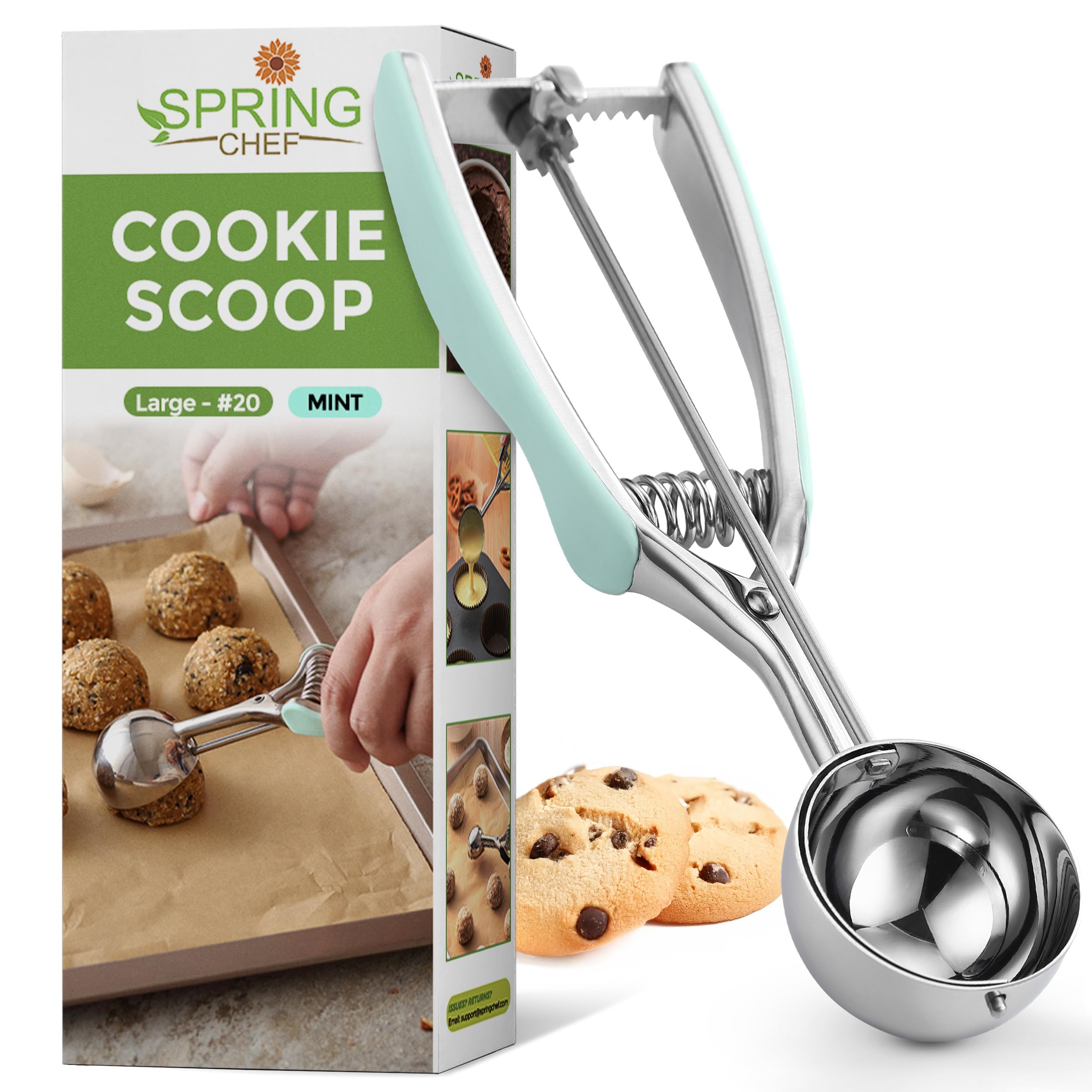 Spring Chef cuchara galletas grande 20 frontal, porciones uniformes para hornear.