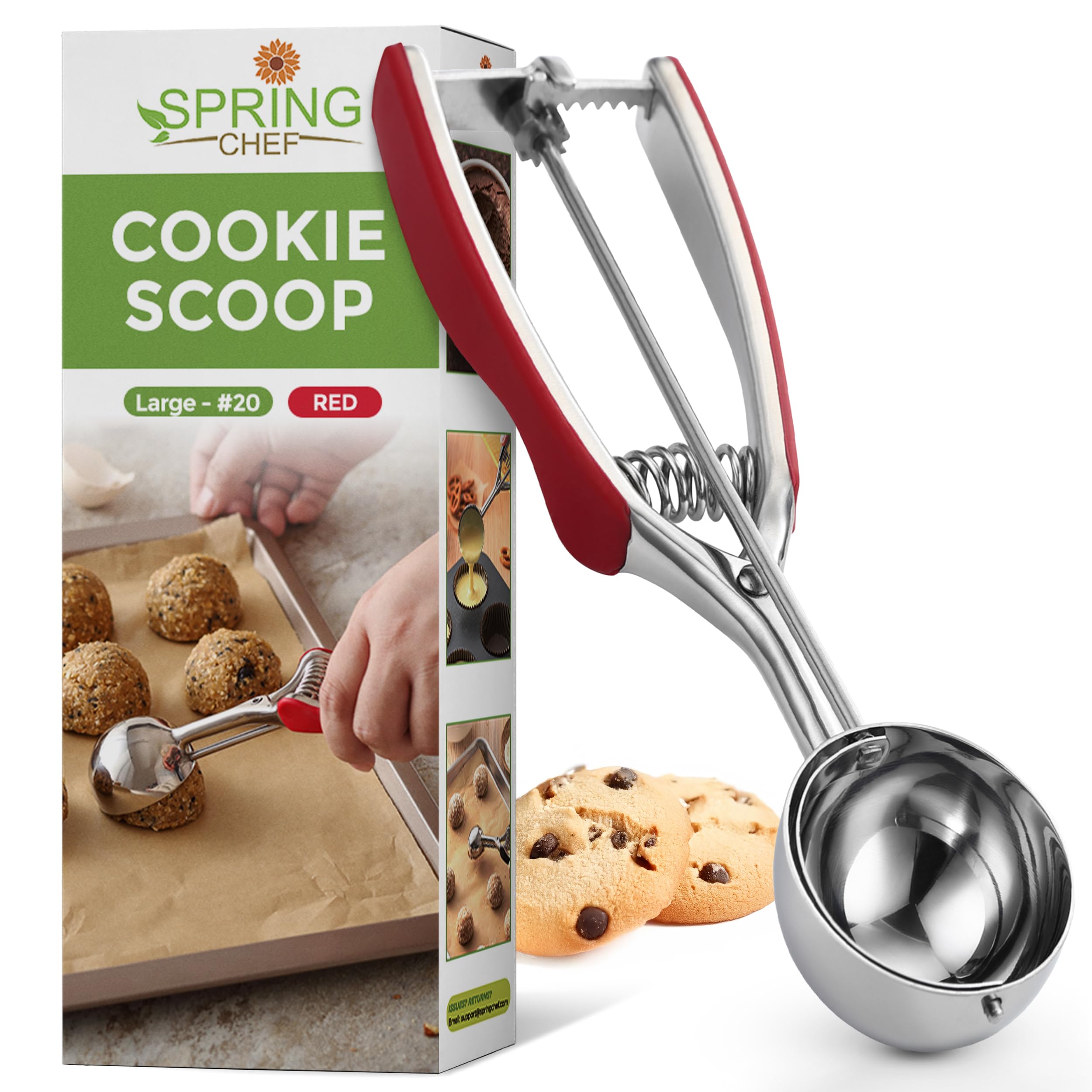 Spring Chef Cuchara para galletas de gran tamaño, porciones uniformes para hornear.