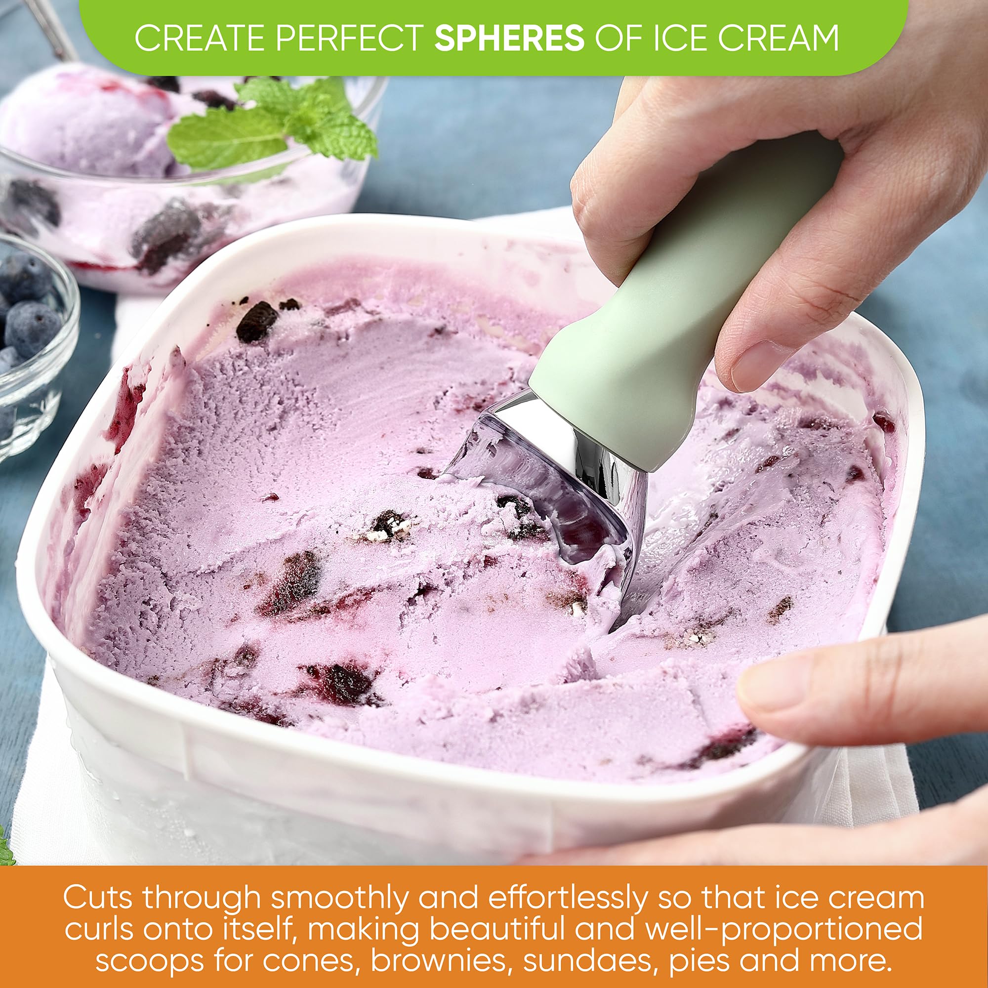 Spring Chef cuchara-helado borde delgado para sacar helado de esquinas sin esfuerzo