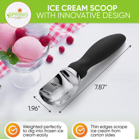 Spring Chef cuchara de helado con corte suave para porciones precisas.