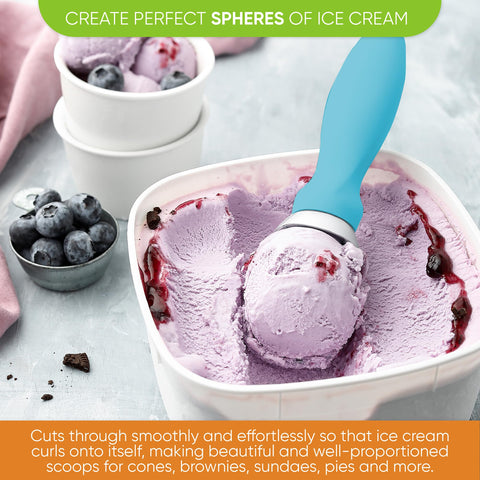 Spring Chef cuchara-helado curva que crea bolas bonitas y equilibradas.