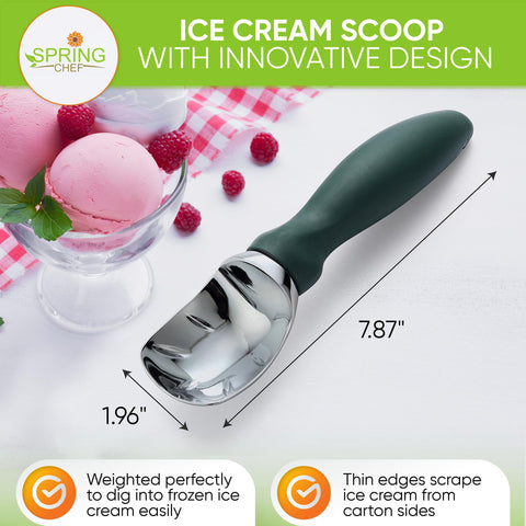 Spring Chef cuchara helado con mango ergonómico para uso cómodo y seguro.