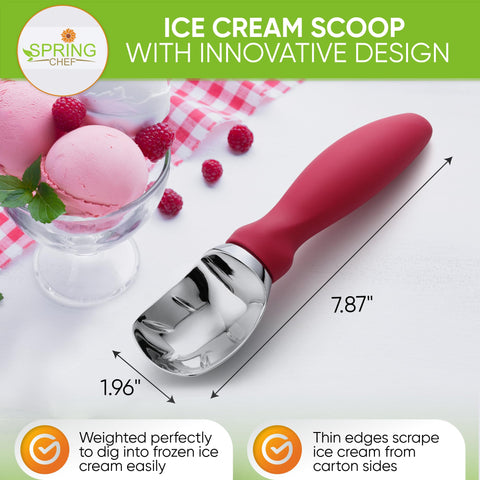Spring Chef cuchara-helado diseño-ergonomico ofrece agarre cómodo durante el uso.