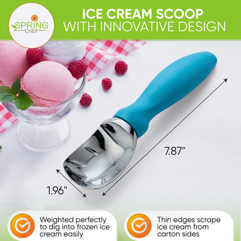 Cuchara de helado Spring Chef con diseño ergonómico para servir con facilidad.
