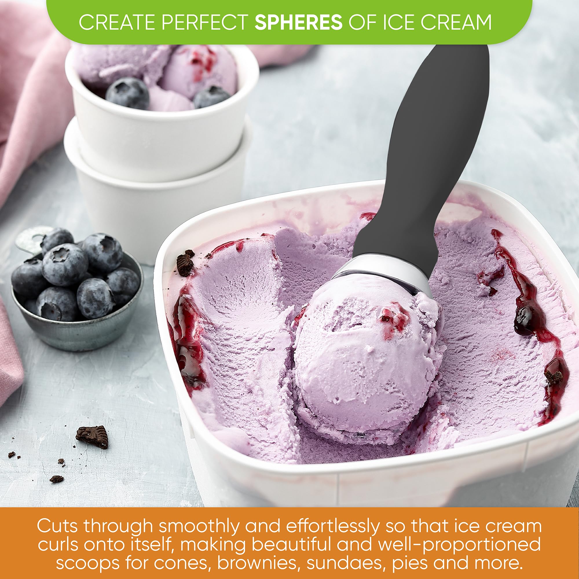 Spring Chef cuchara-helado diseño innovador raspa esquinas del tarro.