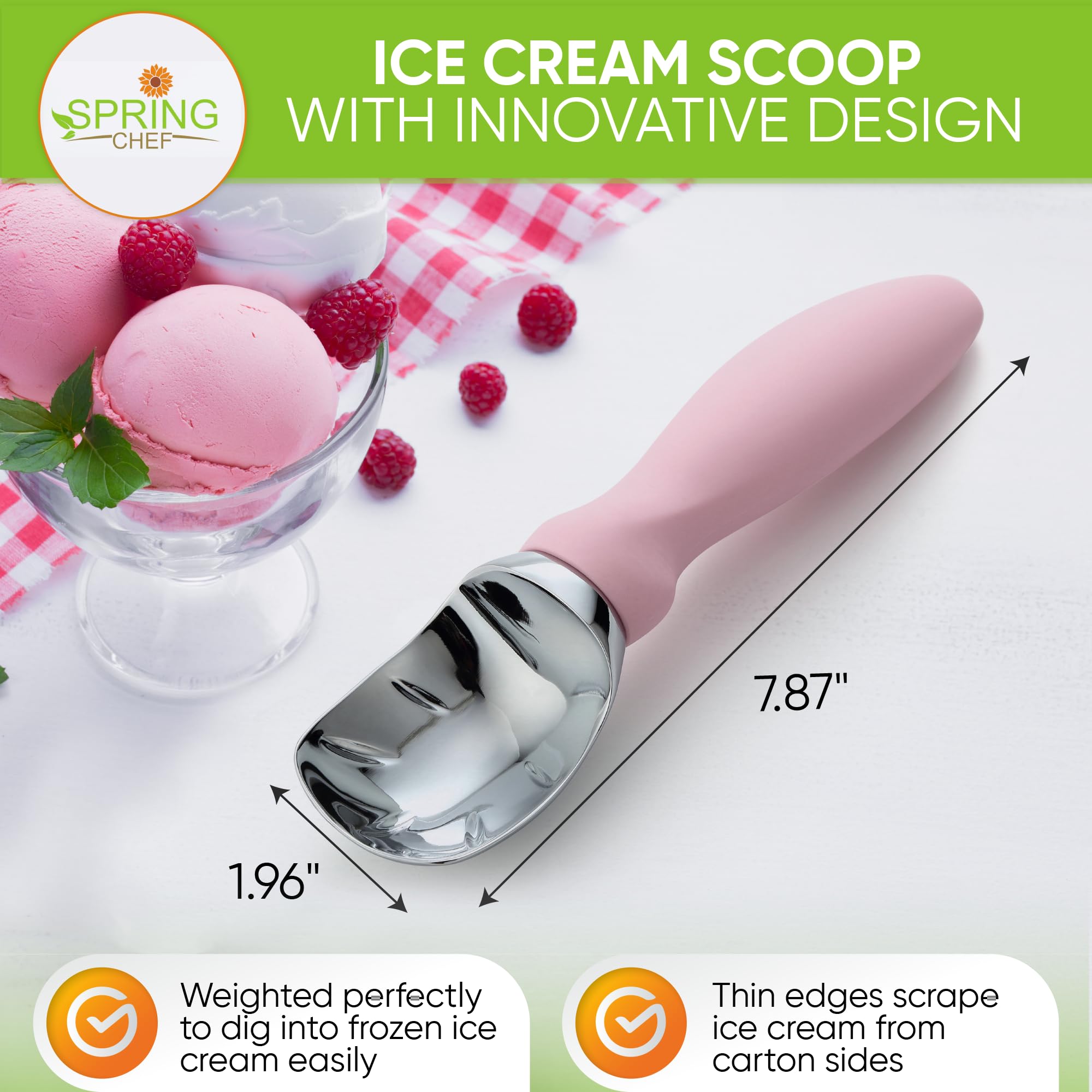 Cuchara Spring Chef con diseño innovador para servir helado con precisión
