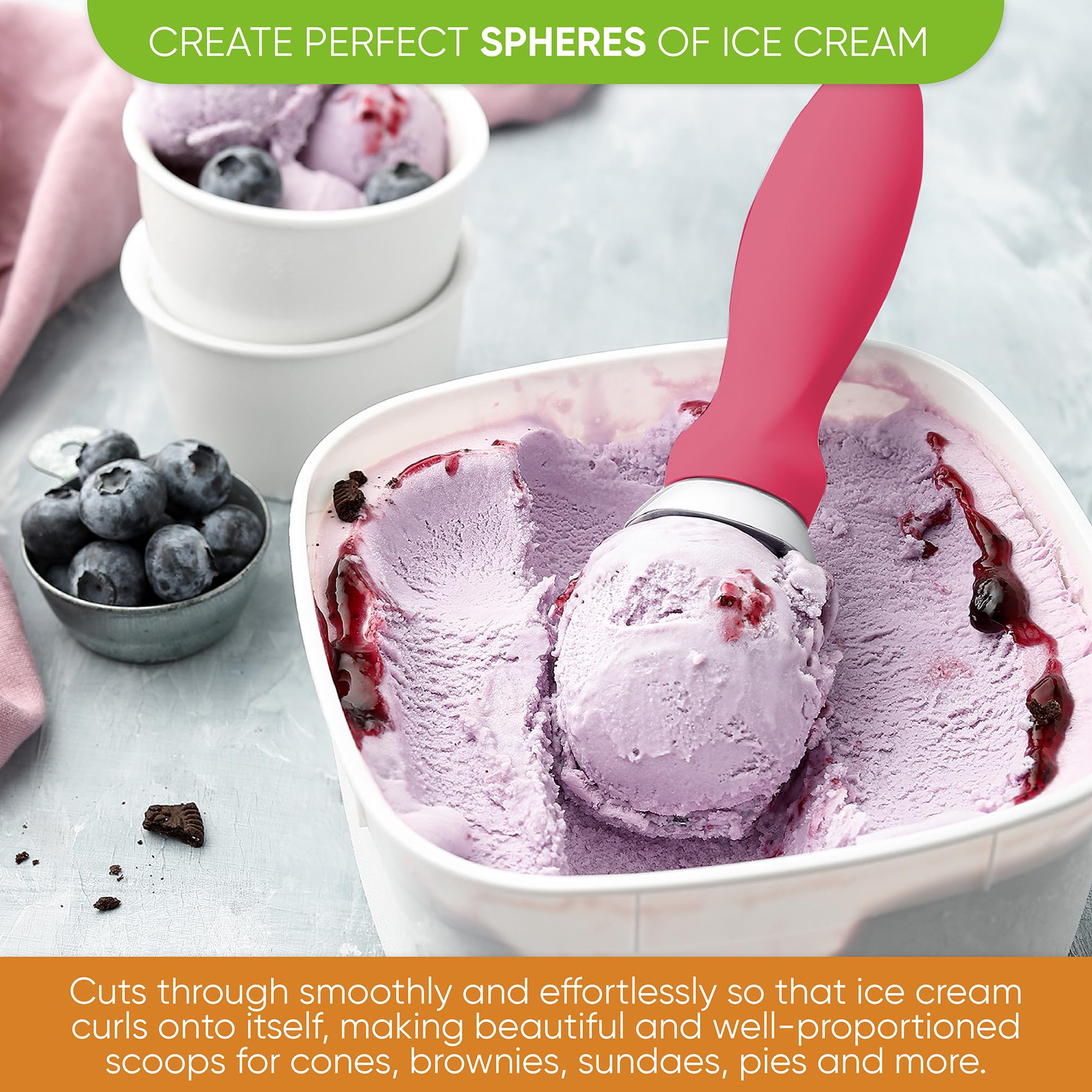 Spring Chef cuchara-helado-esferas-perfectas crea porciones uniformes para tu postre.