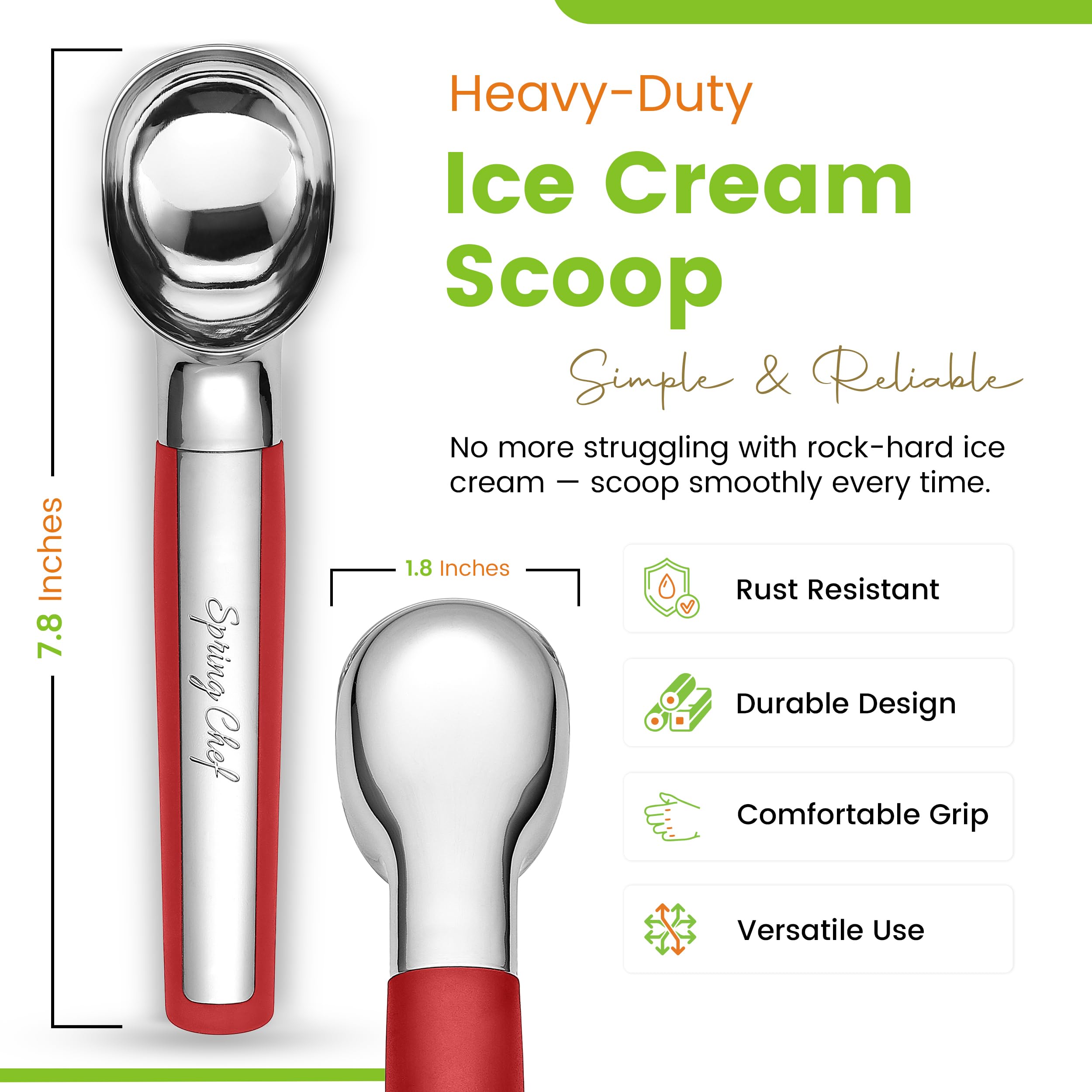 Spring Chef cuchara helado, formación de bolas redondas para gelato o sorbet.