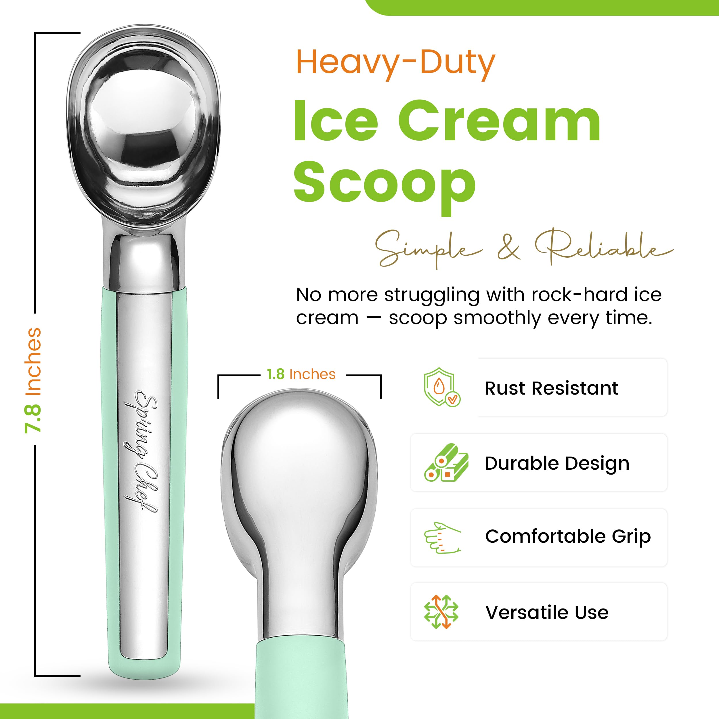 Spring Chef cuchara-helado-ergonomica con mango anti-frío para comodidad