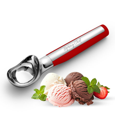 Cuchara de helado Spring Chef, metal resistente para porciones consistentes en la cocina.