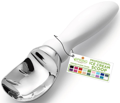Spring Chef Cuchara de helado blanca para porciones uniformes