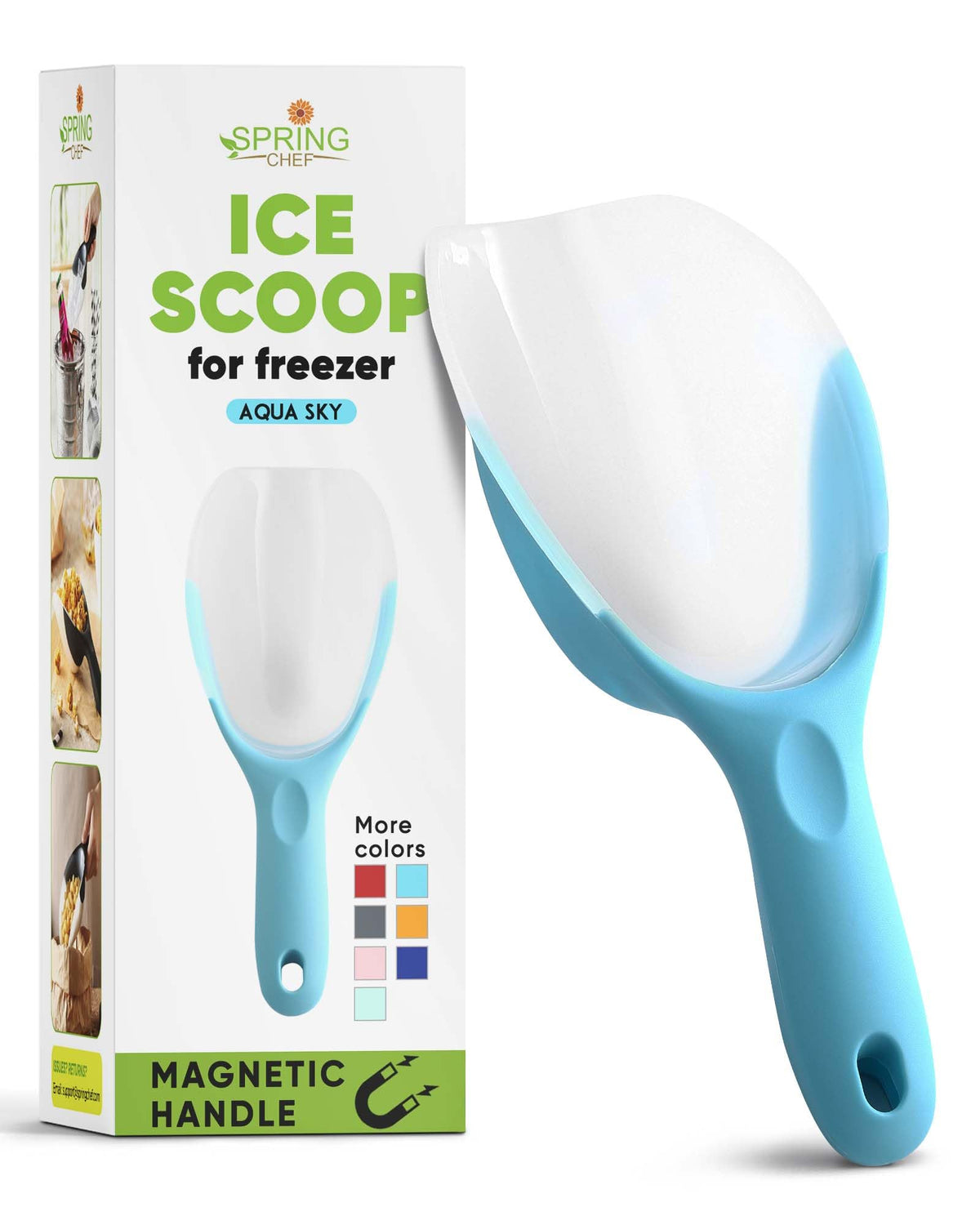 Spring Chef Cuchara magnética para hielo, capacidad de 1 taza, verter fácilmente